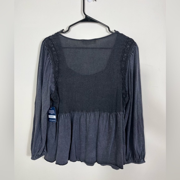 Lucky Brand Embroidered Yoke Long Sleeve Peasant Top Size L - Picture 7 of 12